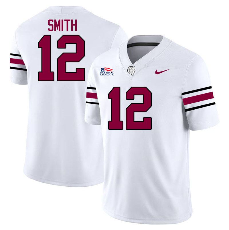 Fordham Rams #12 Gunnar Smith College Football Jerseys,Uniforms-White